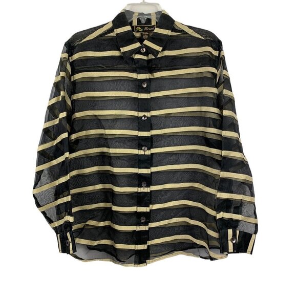 Mirasol Tops - Mirasol Women's Stripped See-Thru Blouse
